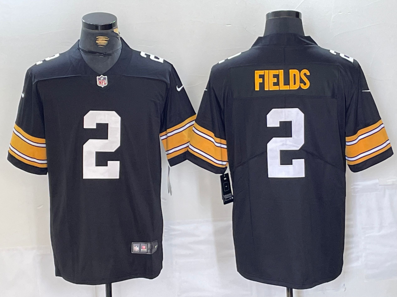 Men's Pittsburgh Steelers Justin Fields #2 Black Game Player Jersey1 football jersey product view 1