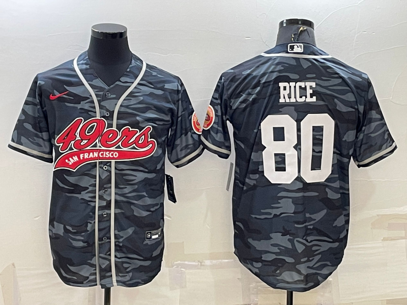 Men's San Francisco 49ers Jerry Rice #80 Grey Camouflage Game Jersey1 Joint Edition football jersey product view 1