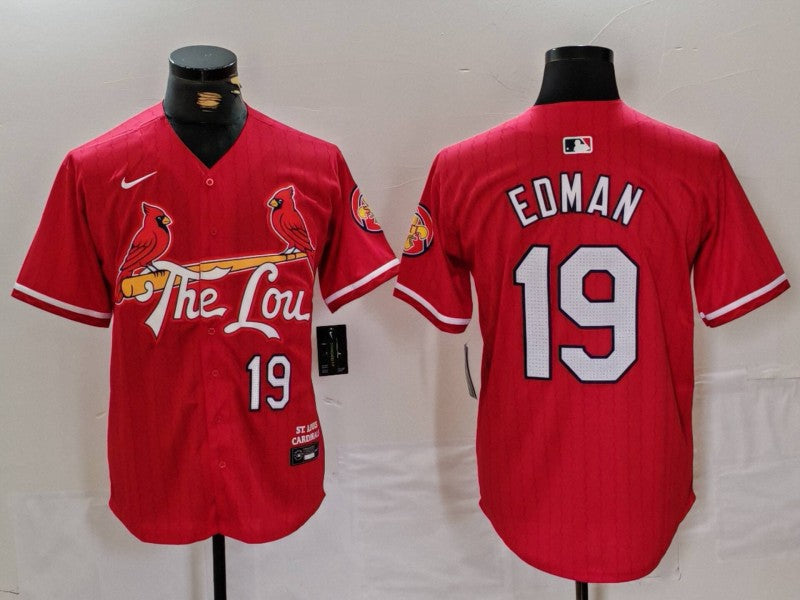 Men's St. Louis Cardinals Tommy Edman #19 Red 2024 City Connect Limited Player Jersey1 baseball jersey product view 1
