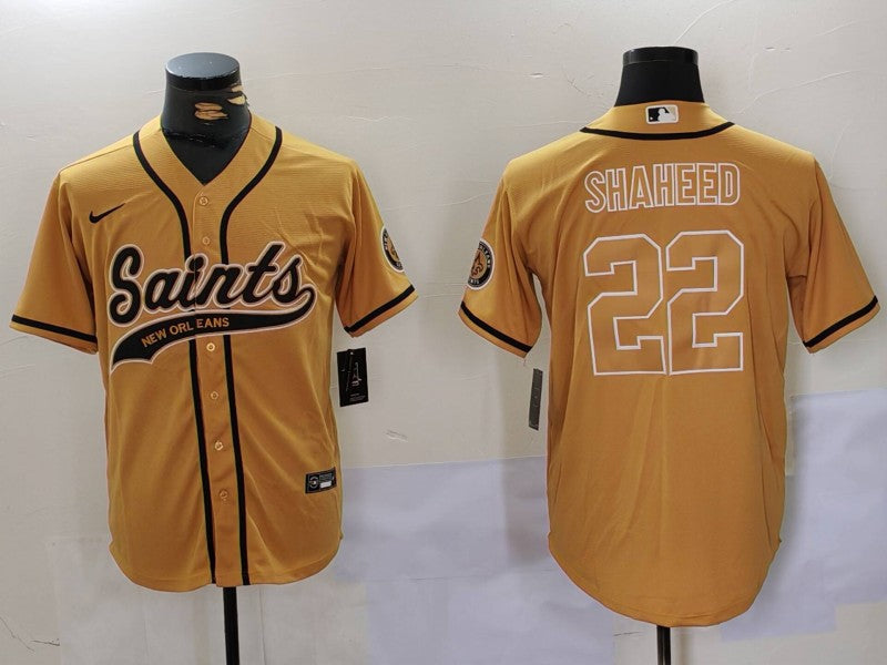 Men's New Orleans Saints Rashid Shaheed #22 Yellow Game Jersey1 football jersey product view 1