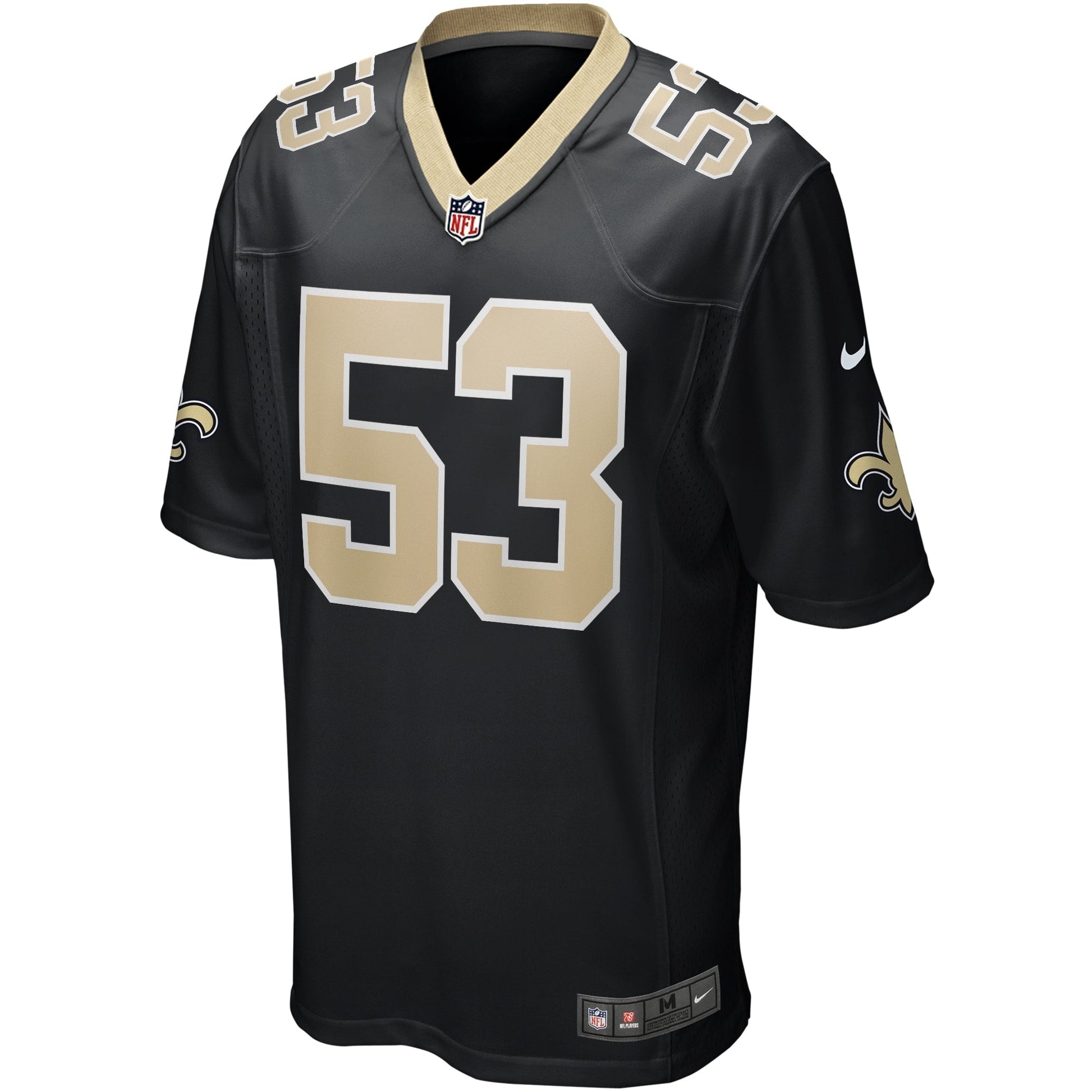 Zack Baun New Orleans Saints Nike Game Jersey - Black football jersey product view 2
