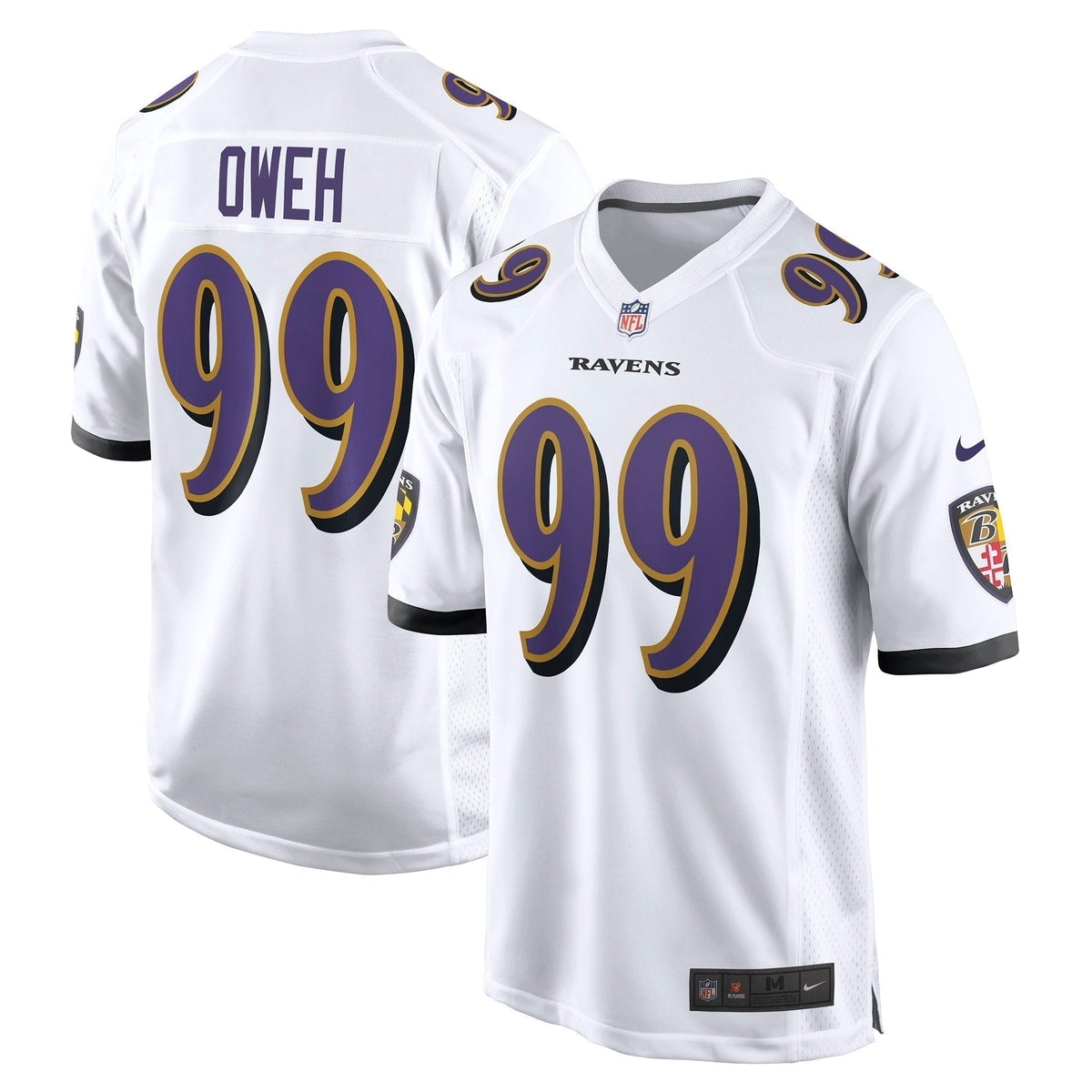 Odafe Oweh Baltimore Ravens Nike Game Jersey - White football jersey product view 1