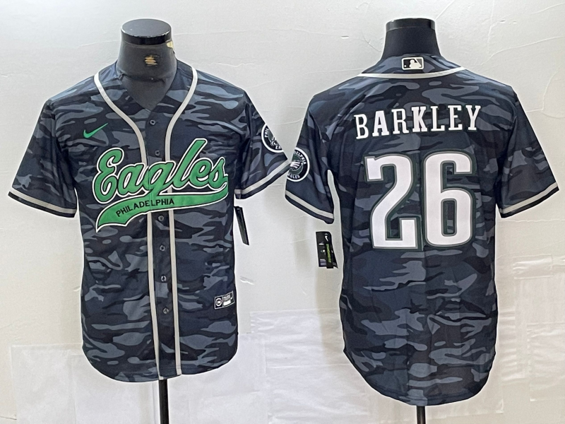 Men's Philadelphia Eagles Saquon Barkley #26 Grey Camouflage Game Jersey1 Joint Edition football jersey product view 1