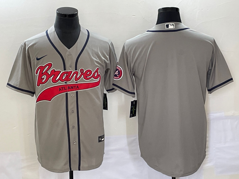 Men's Atlanta Braves Gray Replica Blank Jersey1 Joint Edition baseball jersey product view 1