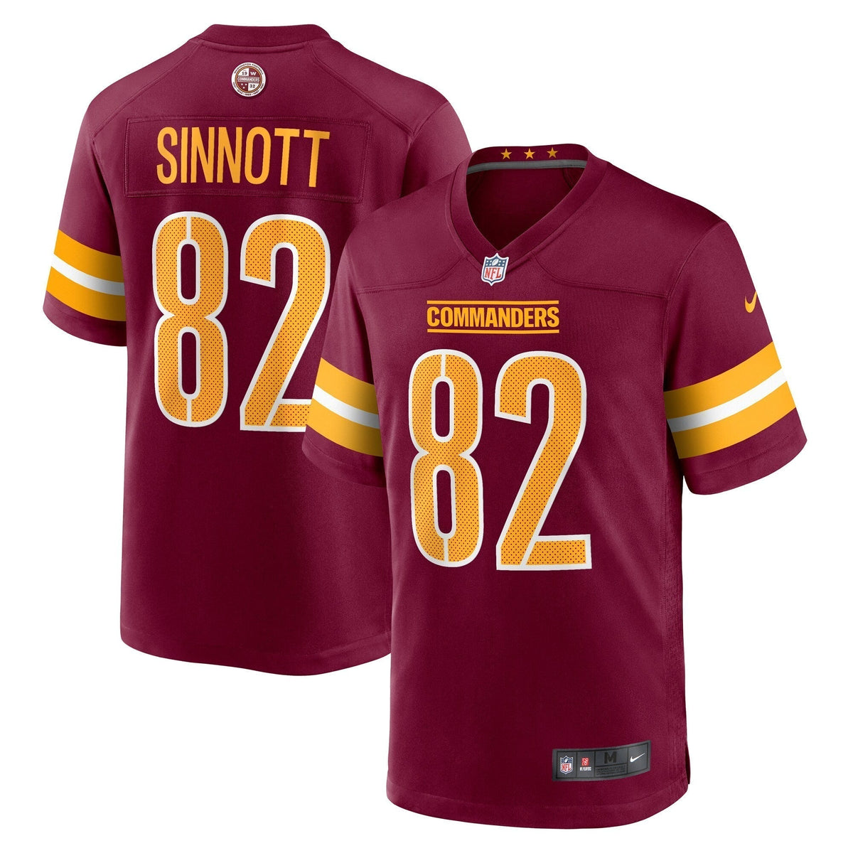 Ben Sinnott Washington Commanders Nike Game Jersey - Burgundy football jersey product view 1