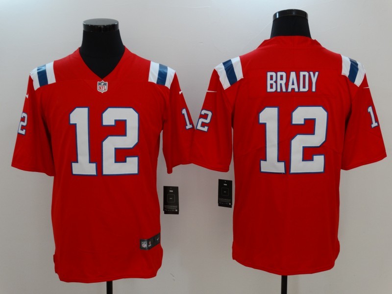 Men's New England Patriots Tom Brady #12 Red Game Jersey1 football jersey product view 1