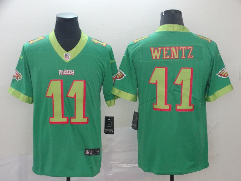 Men's Philadelphia Eagles Carson Wentz #11 Green Game Jersey1 City Edition football jersey product view 1