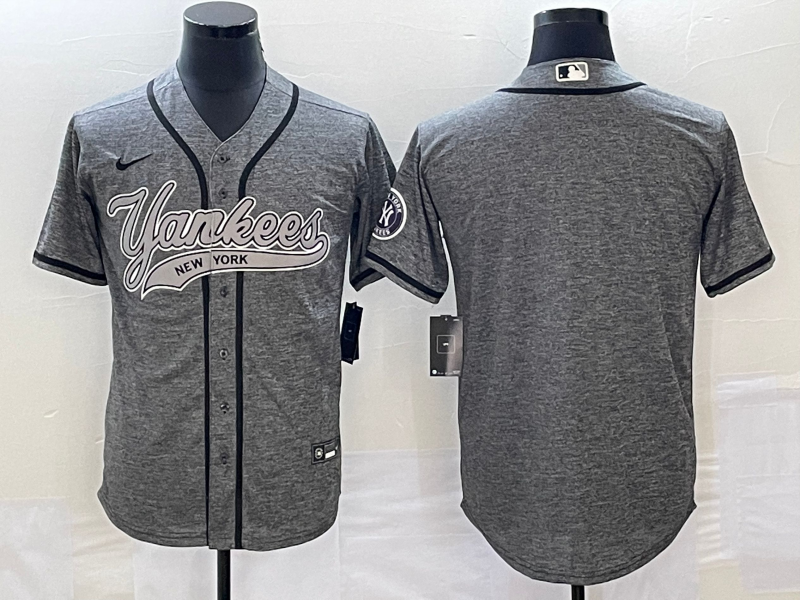 Men's New York Yankees Gray Replica Blank Jersey1 Joint Edition baseball jersey product view 1