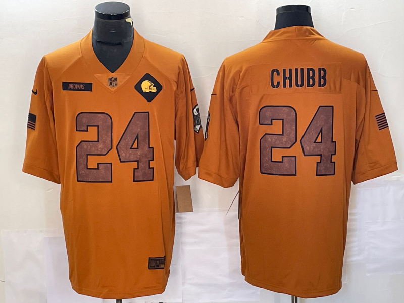 Men's Cleveland Browns Nick Chubb #24 Brown 2023 Salute To Service Limited Jersey1 football jersey product view 1