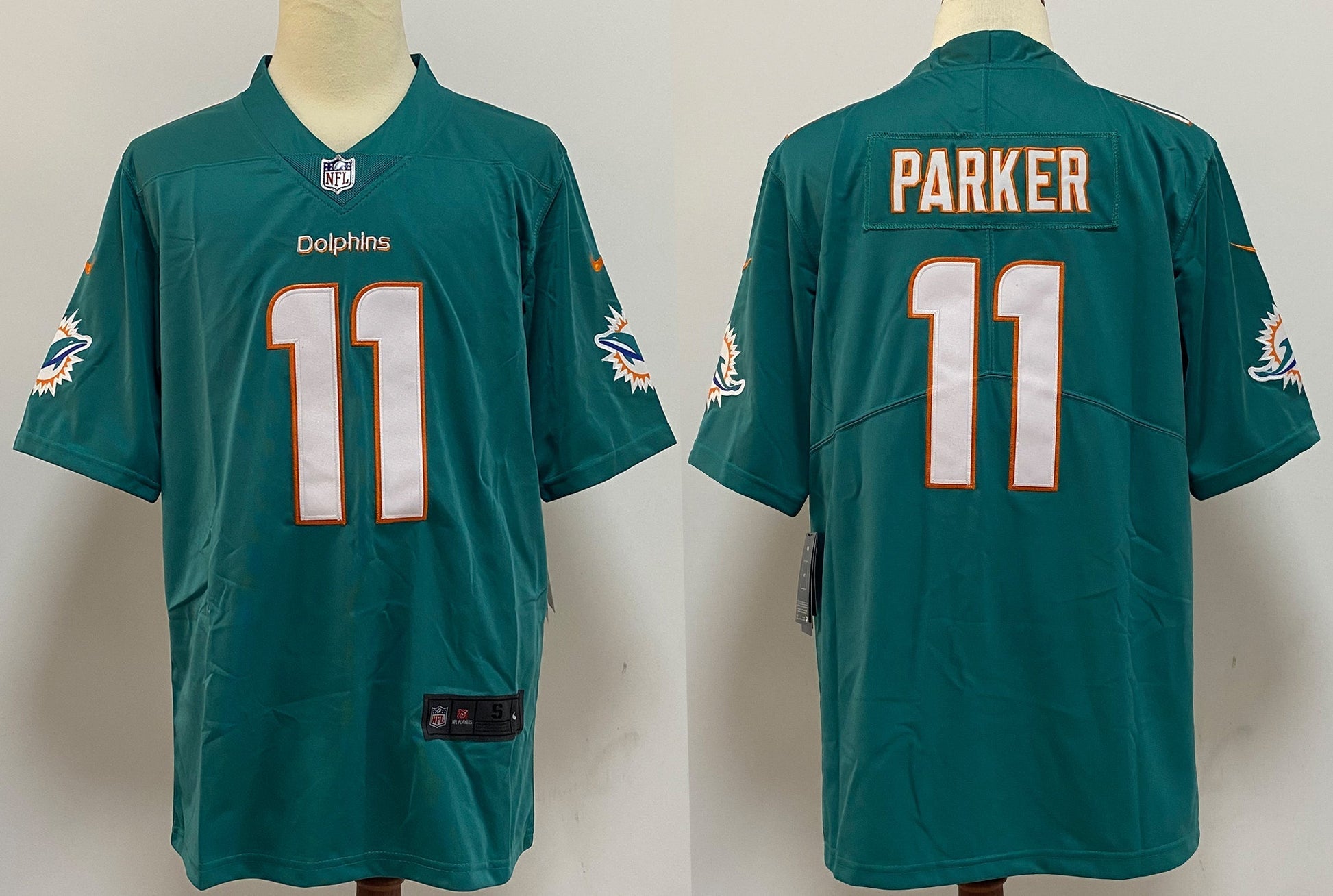 Men's Miami Dolphins DeVante Parker #11 Green Aqua Game Jersey1 football jersey product view 1