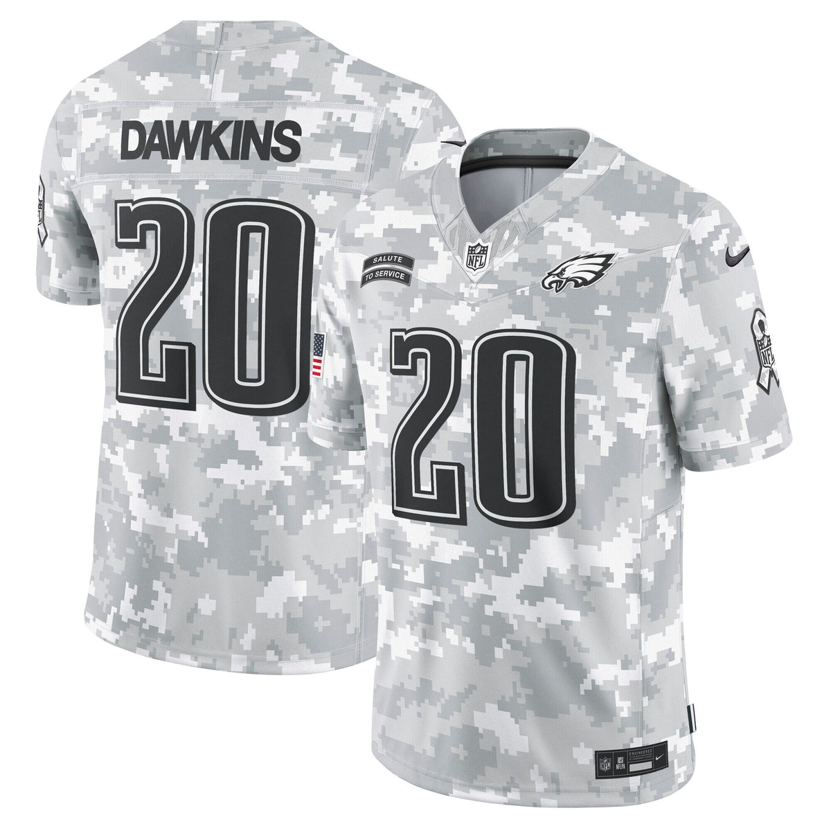 Brian Dawkins Philadelphia Eagles Nike 2024 Salute to Service Retired Limited Jersey - Arctic Camo football jersey product view 1