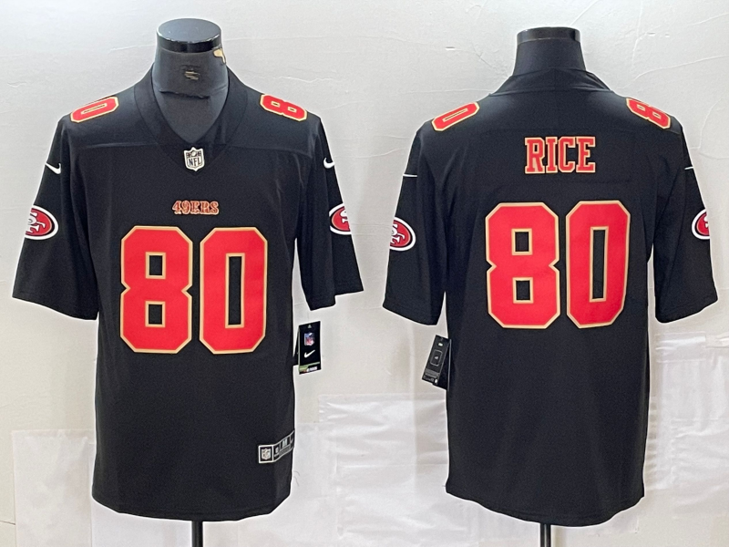 Men's San Francisco 49ers Jerry Rice #80 Black Fashion Game Jersey1 football jersey product view 1