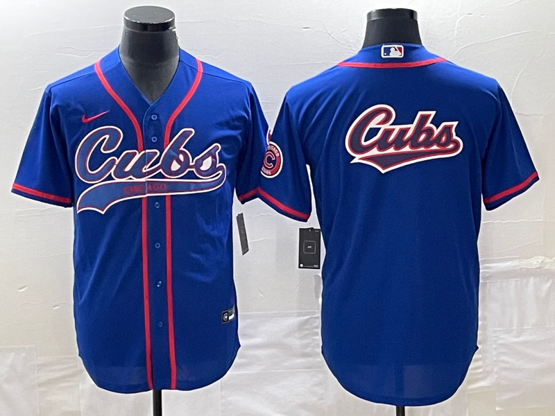 Men's Chicago Cubs Blue Replica Player Jersey1 baseball jersey product view 1