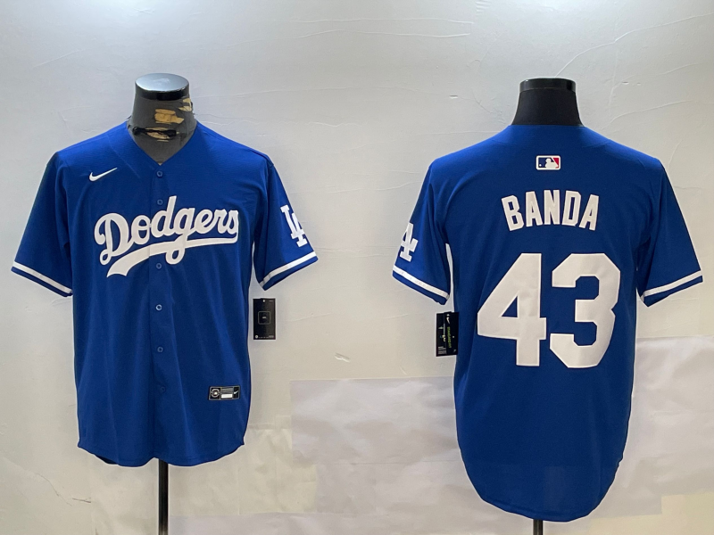 Men's Los Angeles Dodgers Anthony Banda #43 Royal Replica Player Jersey baseball jersey product view 1