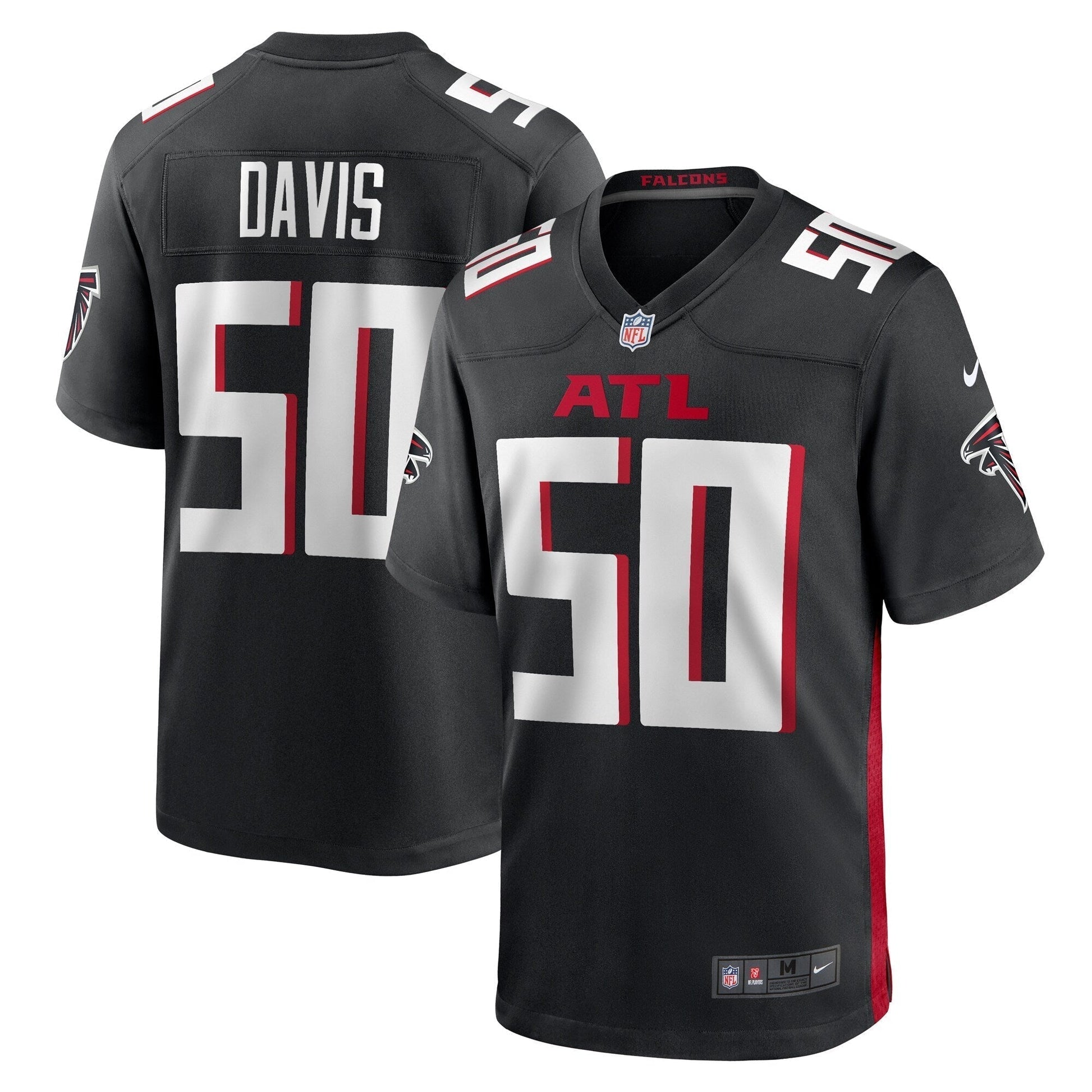 Tae Davis Atlanta Falcons Nike Team Game Jersey - Black football jersey product view 1