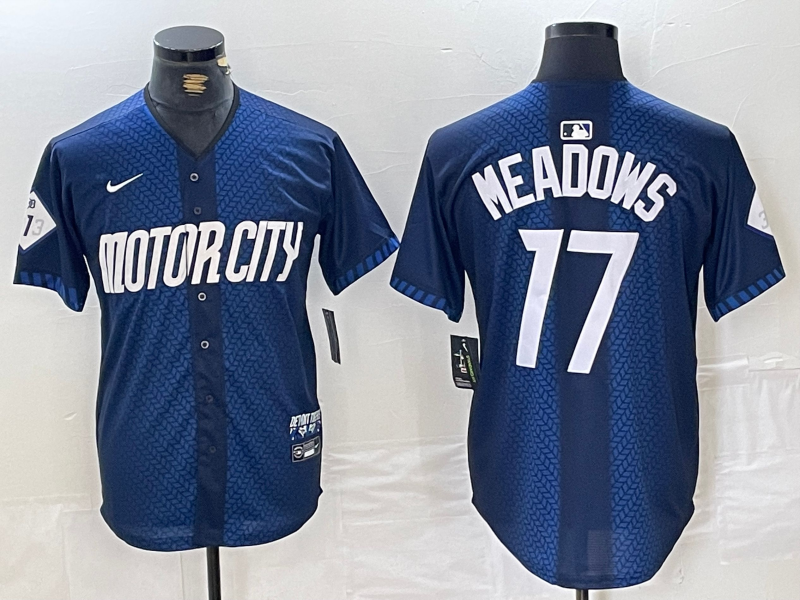 Men's Detroit Tigers Austin Meadows #17 Navy 2024 City Connect Limited Jersey baseball jersey product view 1