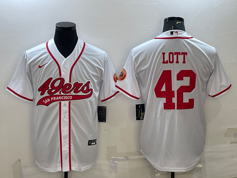 Men's San Francisco 49ers Ronnie Lott #42 White Game Jersey1 Joint Edition football jersey product view 1