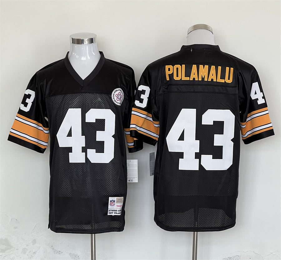 Men's Pittsburgh Steelers Troy Polamalu Black Legacy Replica Jersey1 football jersey product view 1