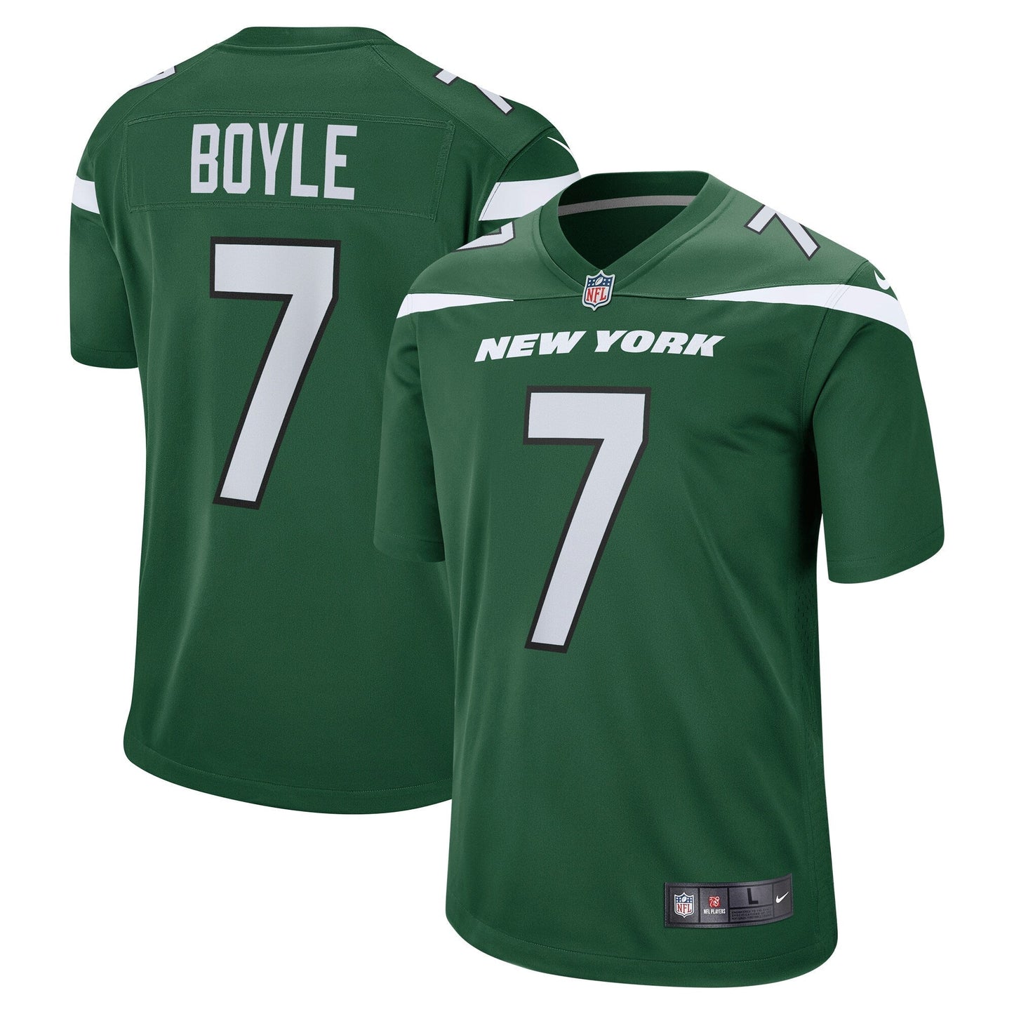 Tim Boyle New York Jets Nike Game Jersey - Gotham Green football jersey product view 1