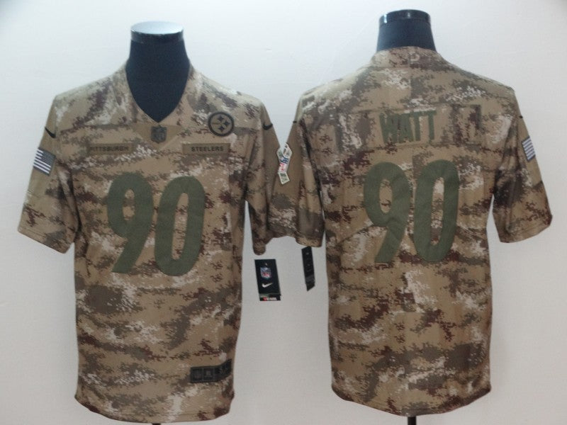 Men's Pittsburgh Steelers T.J. Watt #90 Camouflage Game Jersey1 football jersey product view 1