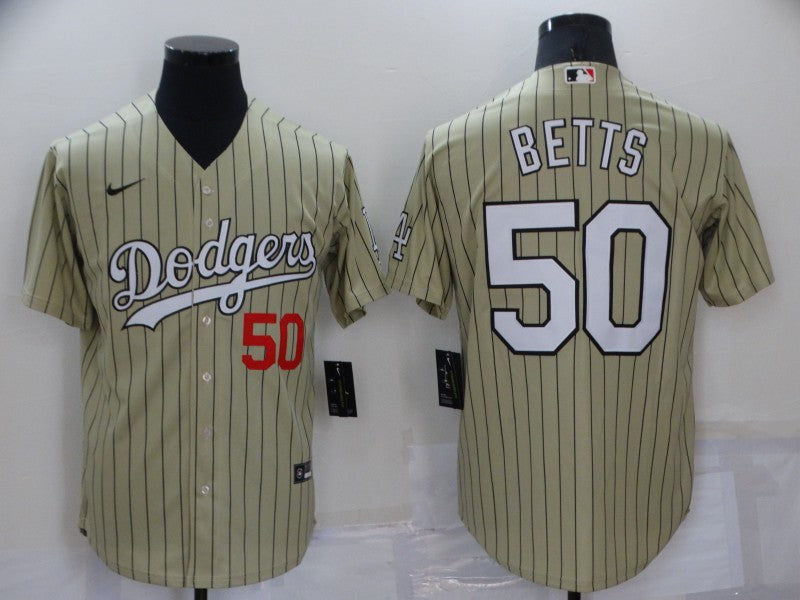 Men's Los Angeles Dodgers Mookie Betts #50 Gold Replica Baseball Jersey1 baseball jersey product view 1