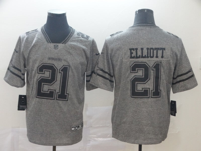 Men's Dallas Cowboys Ezekiel Elliott #21 Gray Alternate Game Jersey1 football jersey product view 1