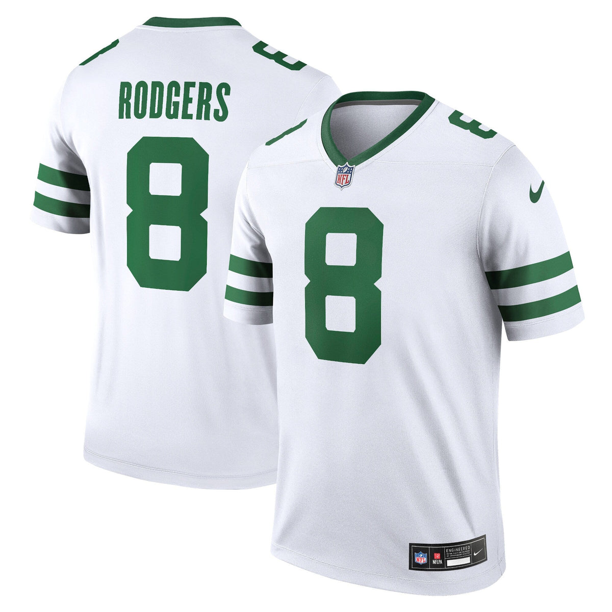 Aaron Rodgers New York Jets Nike Men's Legend Jersey - Legacy White football jersey product view 1