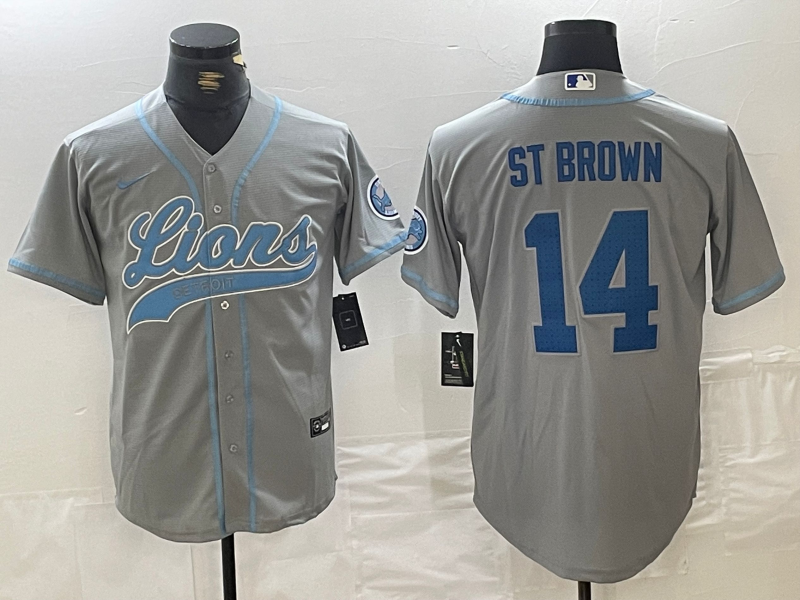 Men's Detroit Lions Amon-Ra St. Brown #14 Gray Game Player Jersey1 football jersey product view 1