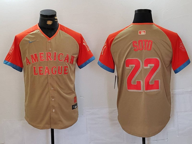 Men's American League Juan Soto #22 Cream 2024 MLB All-Star Game Limited Player Jersey1 baseball jersey product view 1