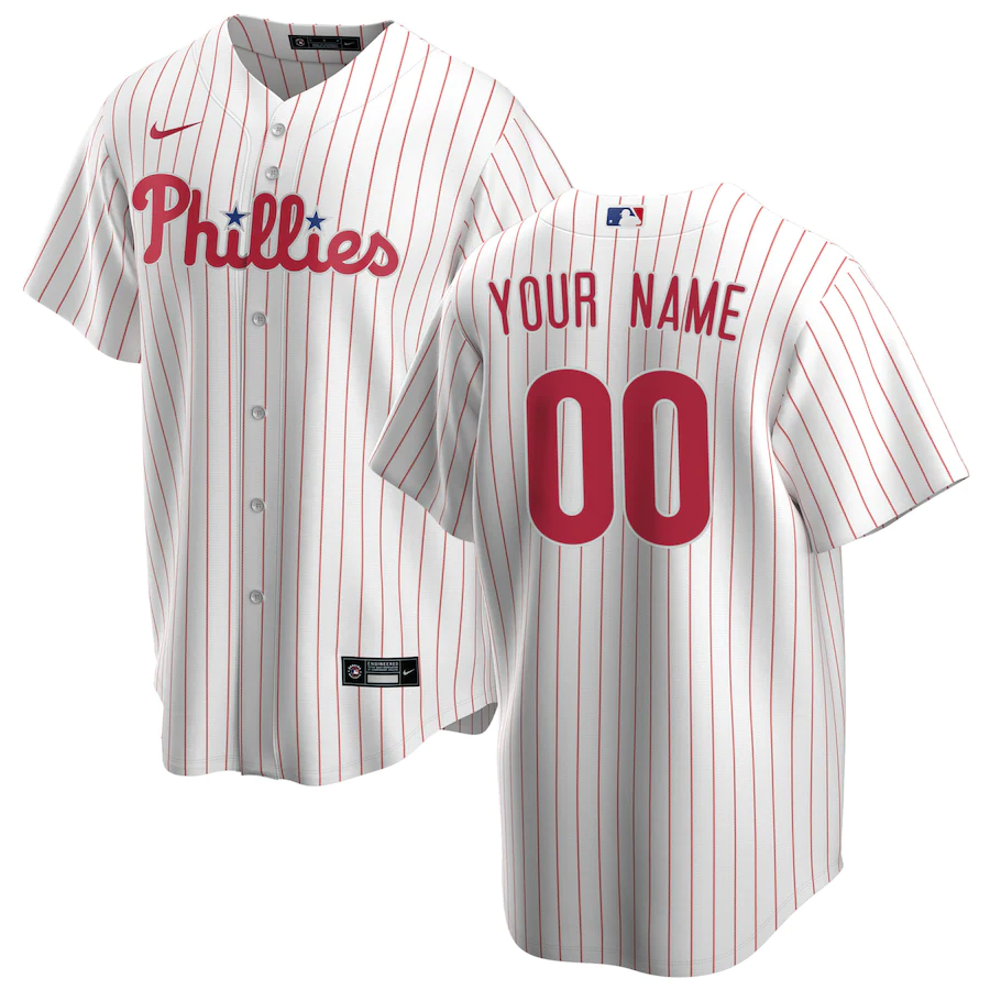 Men's Philadelphia Phillies White Home Replica Custom Jersey1 baseball jersey product view 1