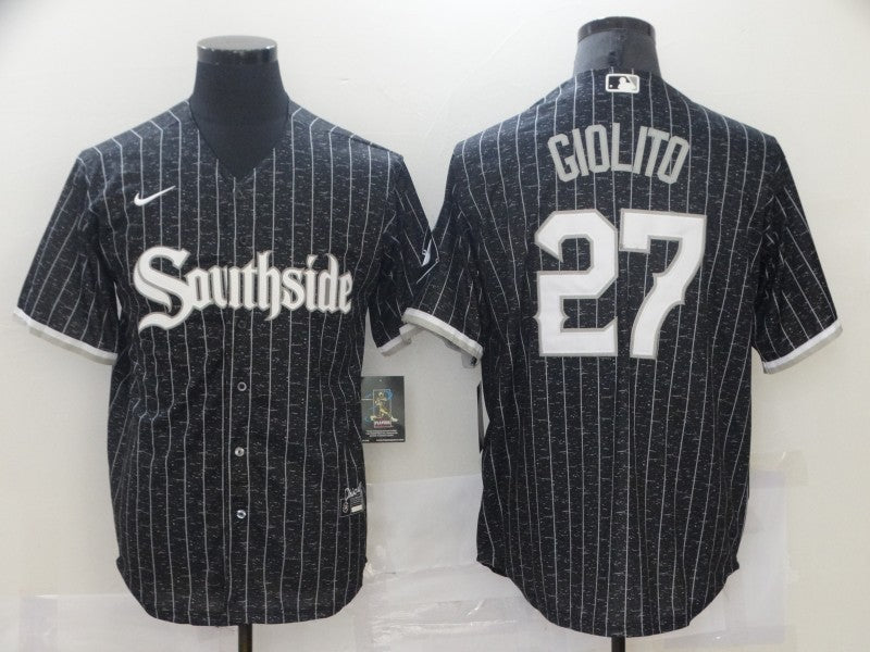 Men's Chicago White Sox Lucas Giolito #27 Black Replica Baseball Jersey1 baseball jersey product view 1