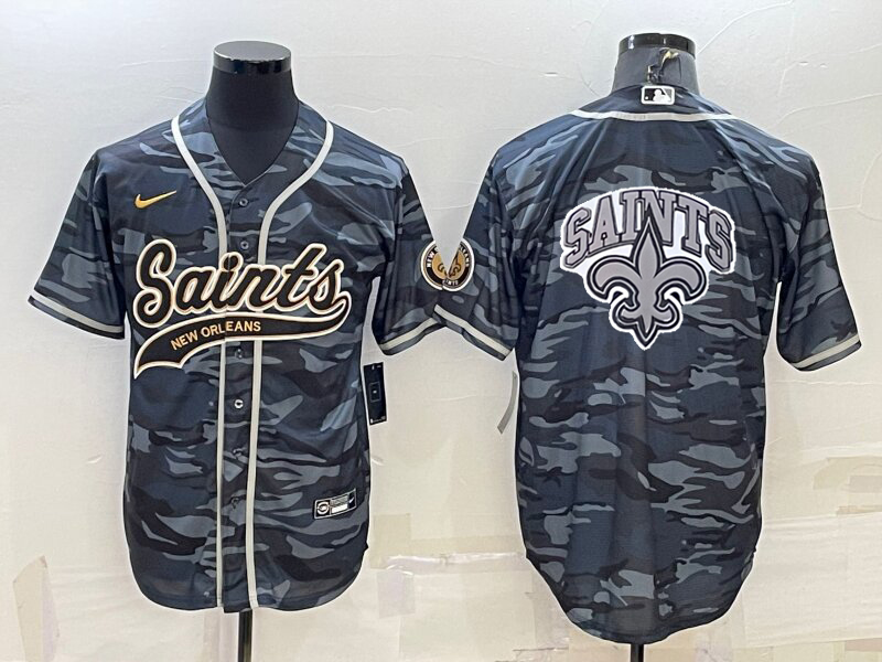 Men's New Orleans Saints Grey Camouflage Game Jersey1 football jersey product view 1
