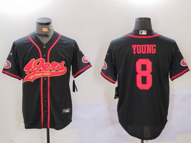 Men's San Francisco 49ers Steve Young #8 Black Game Player Jersey1 football jersey product view 1