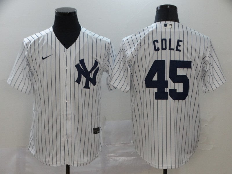 Men's New York Yankees Gerrit Cole #45 White Replica Baseball Jersey1 baseball jersey product view 1