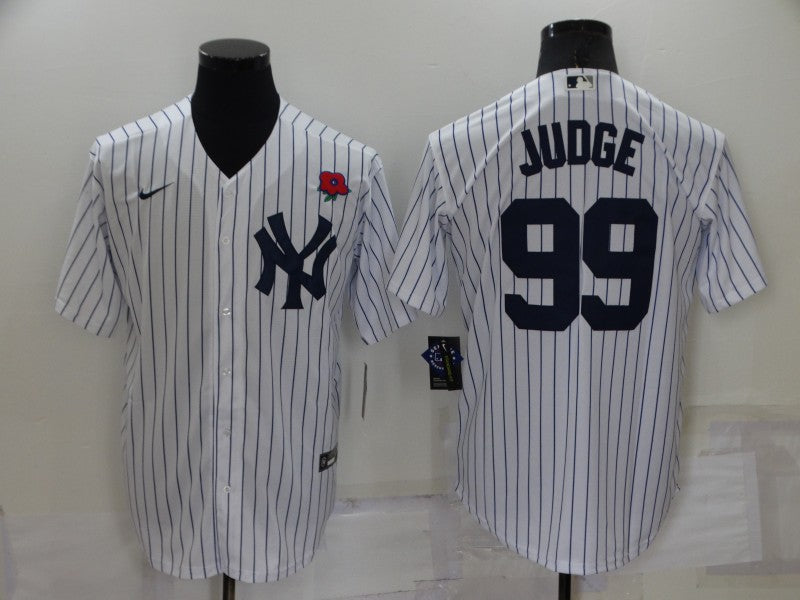 Men's New York Yankees Aaron Judge #99 White Replica Player Jersey1 baseball jersey product view 1