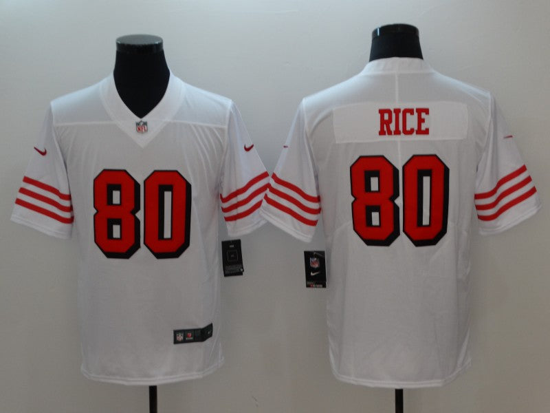 Men's San Francisco 49ers Jerry Rice #80 White Game Jersey1 football jersey product view 1