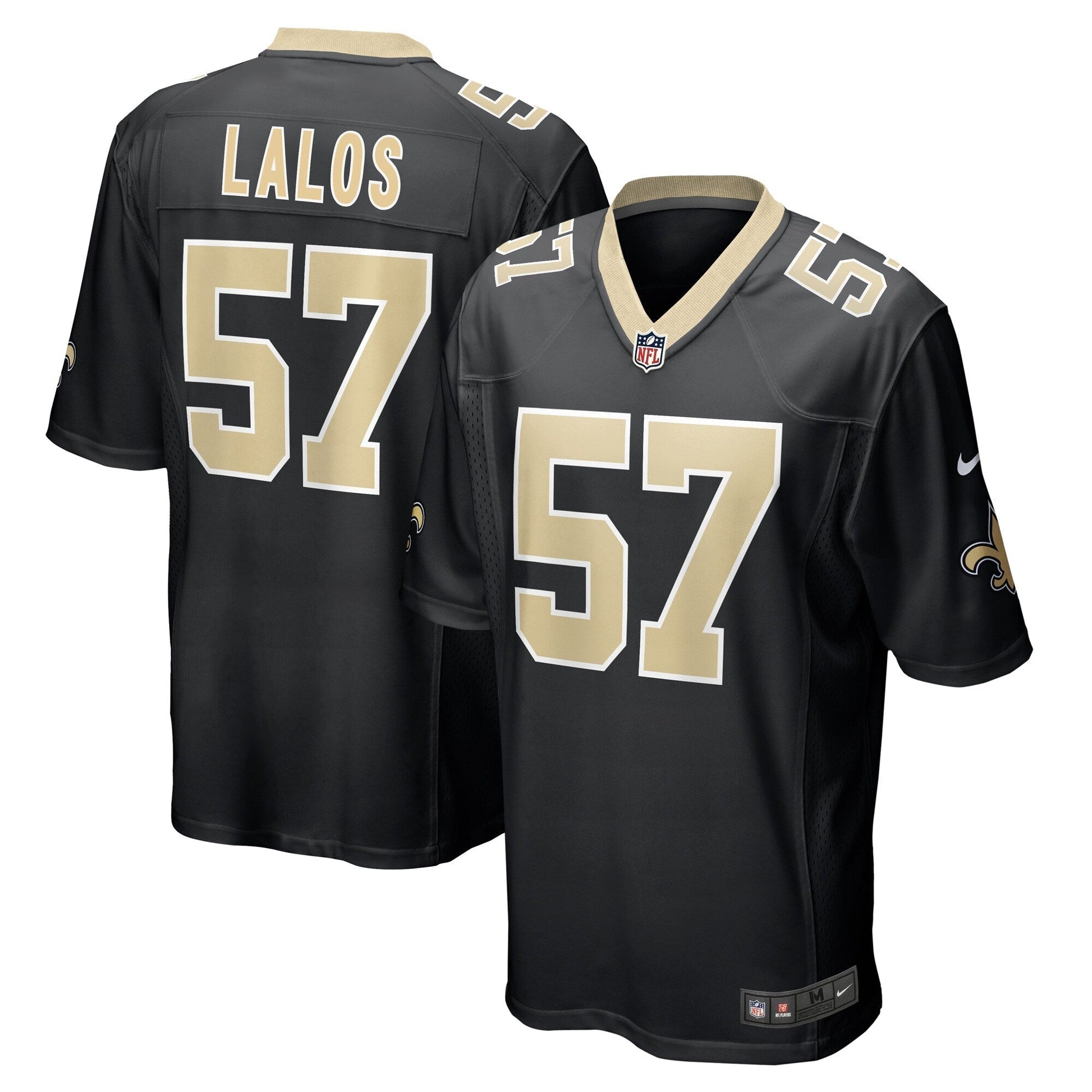Niko Lalos New Orleans Saints Nike Team Game Jersey - Black football jersey product view 1