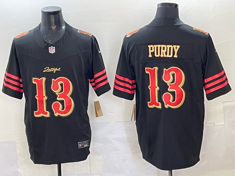 Men's San Francisco 49ers Brock Purdy #13 Black 2025 Rivalries Collection Game Jersey football jersey product view 1