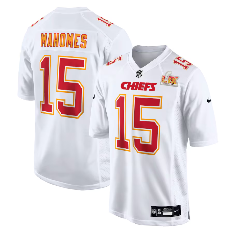 Men's Kansas City Chiefs Patrick Mahomes #15 Tundra White Super Bowl LIX Fashion Game Jersey1 football jersey product view 1