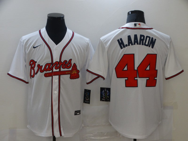 Men's Atlanta Braves Hank Aaron #44 White Replica Jersey1 baseball jersey product view 1