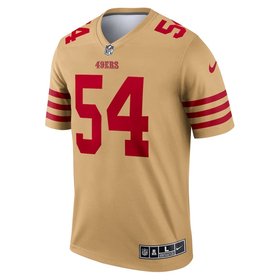 Fred Warner 54 San Francisco 49ers Inverted Legend Jersey - Gold football jersey product view 2