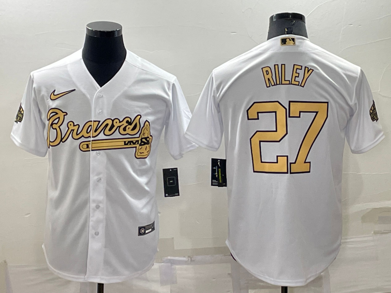 Men's Atlanta Braves Austin Riley #27 White Stitched Jersey1 baseball jersey product view 1