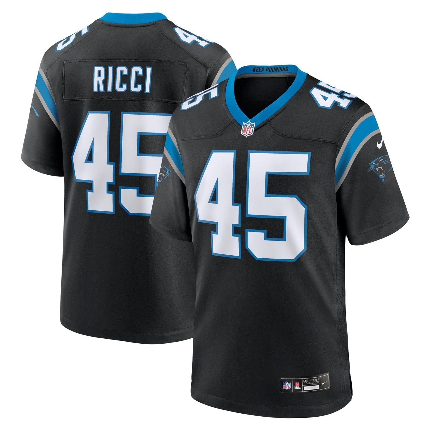 Giovanni Ricci Carolina Panthers Nike Team Game Jersey - Black football jersey product view 1