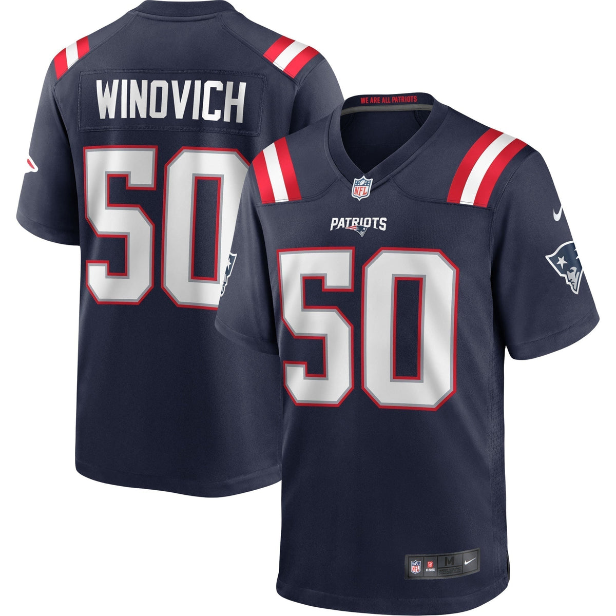 Chase Winovich New England Patriots Nike Game Jersey - Navy football jersey product view 1