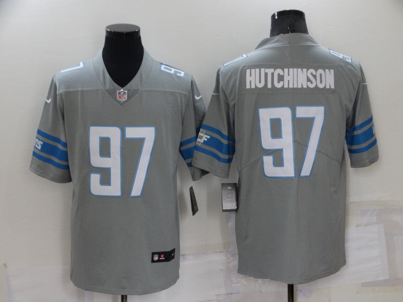 Men's Detroit Lions Aidan Hutchinson #97 Gray Game Jersey1 football jersey product view 1