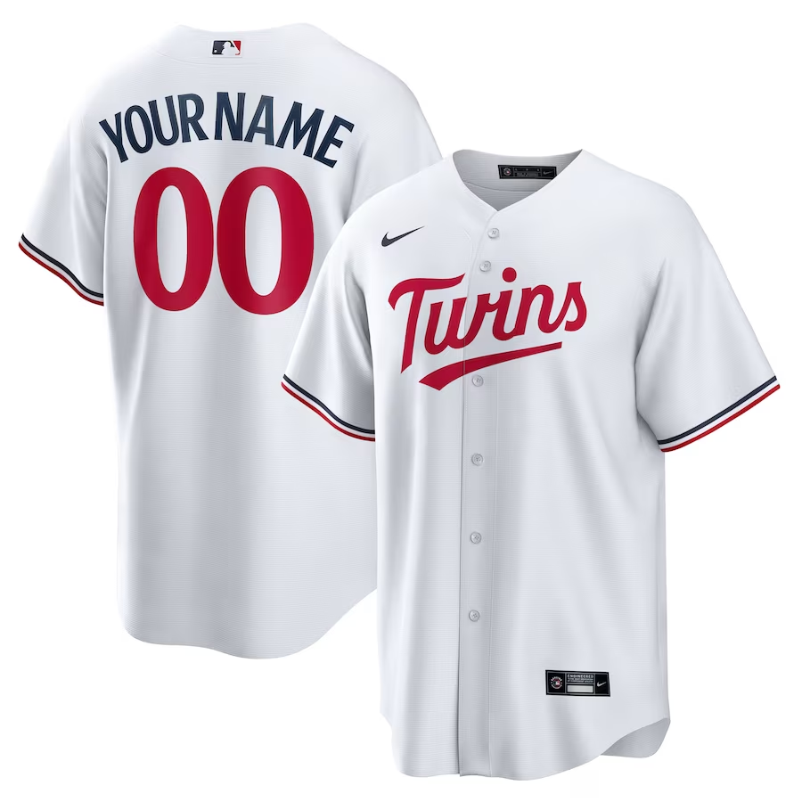 Men's Minnesota Twins White Home Replica Custom Jersey1 baseball jersey product view 1