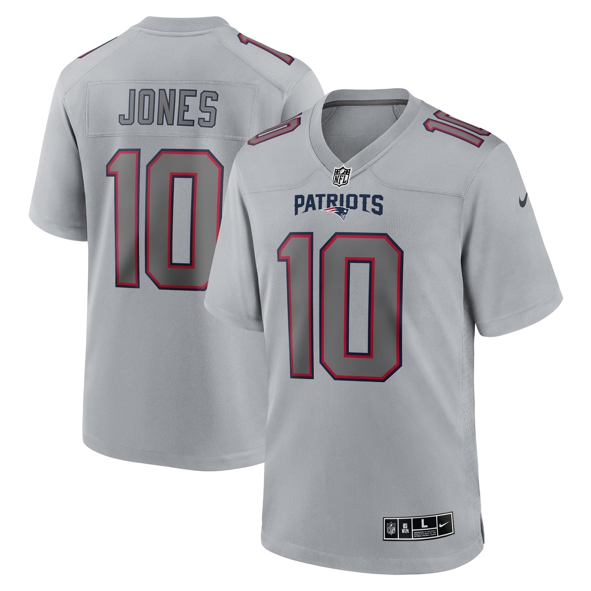 Mac Jones New England Patriots Nike Atmosphere Fashion Game Jersey - Gray football jersey product view 1