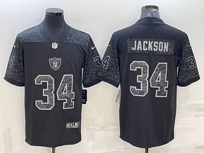 Men's Las Vegas Raiders Bo Jackson #34 Black RFLCTV Limited Jersey1 football jersey product view 1