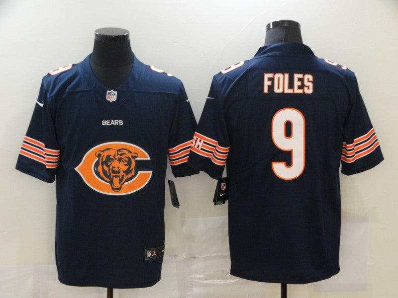 Men's Chicago Bears Nick Foles #9 Navy Game Player Jersey1 football jersey product view 1