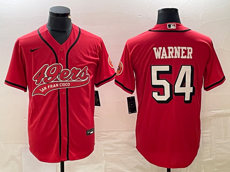 Men's San Francisco 49ers Fred Warner #54 Red Game Jersey1 Joint Edition football jersey product view 1